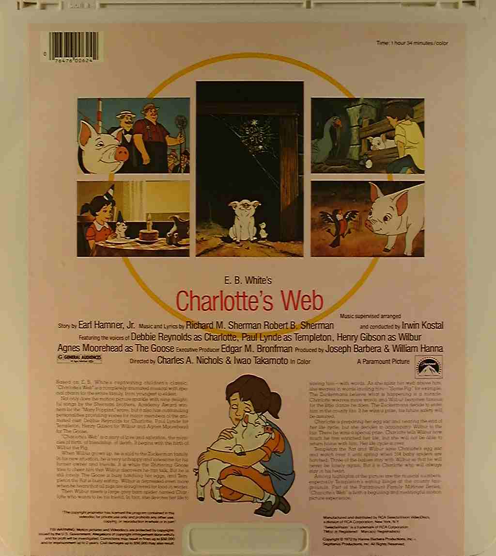 Charlotte's Web {76476006242} C - Side 2 - CED Title - Blu-ray DVD Movie  Precursor