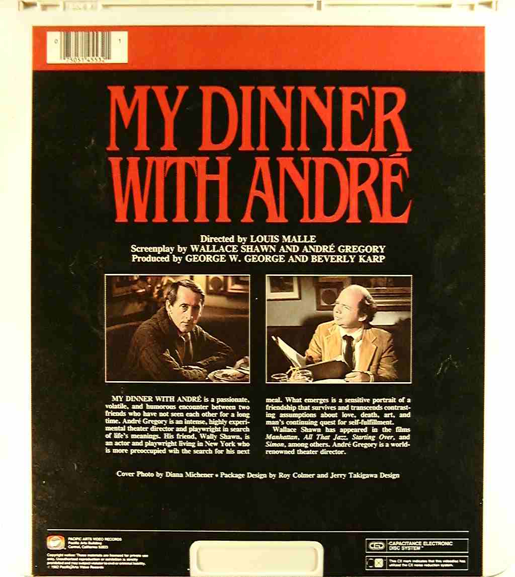 My Dinner With Andre {75051455321} U - Side 2 - CED Title - Blu-ray DVD  Movie Precursor