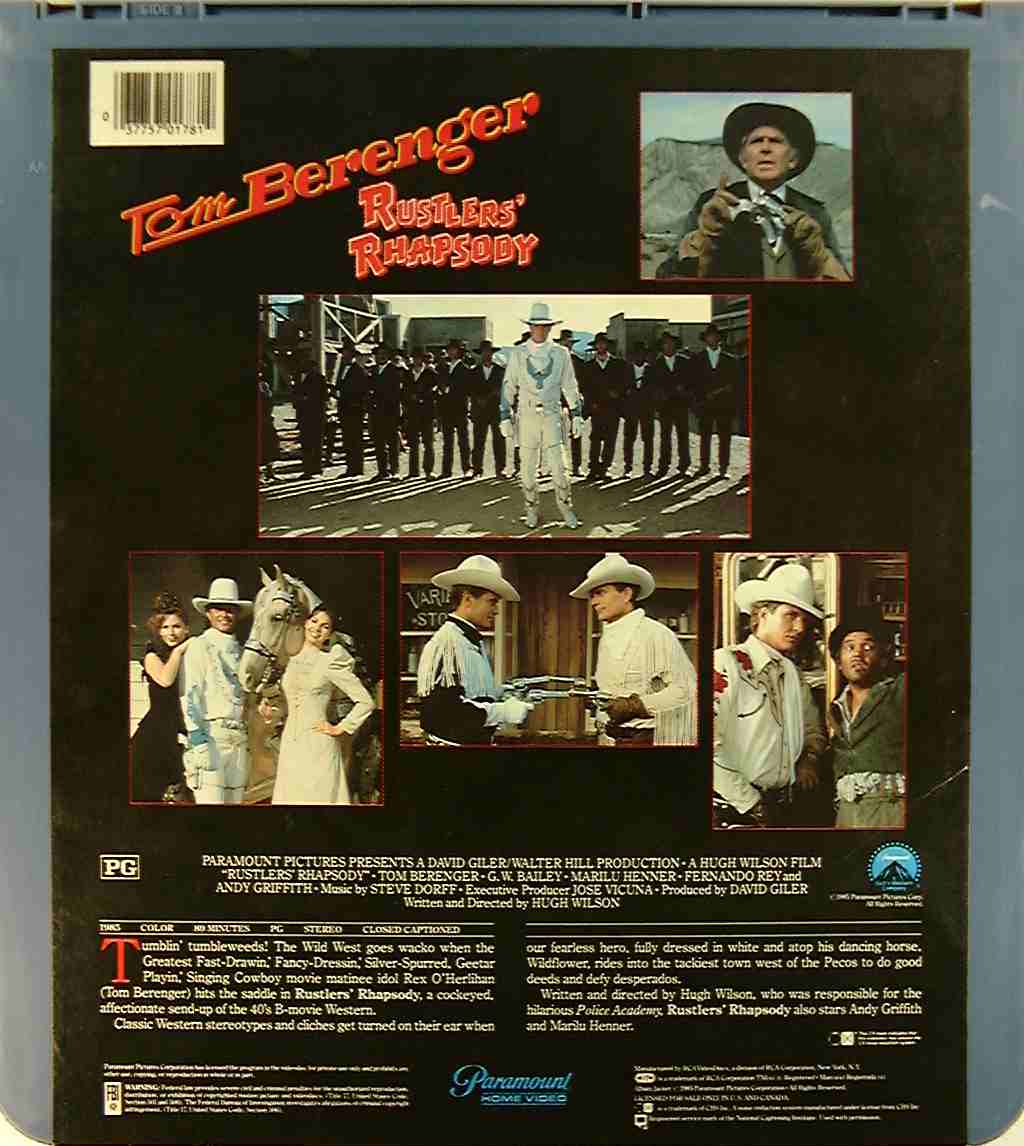 Rustlers' Rhapsody** {37757017814} R - Side 2 - CED Title - Blu-ray DVD  Movie Precursor
